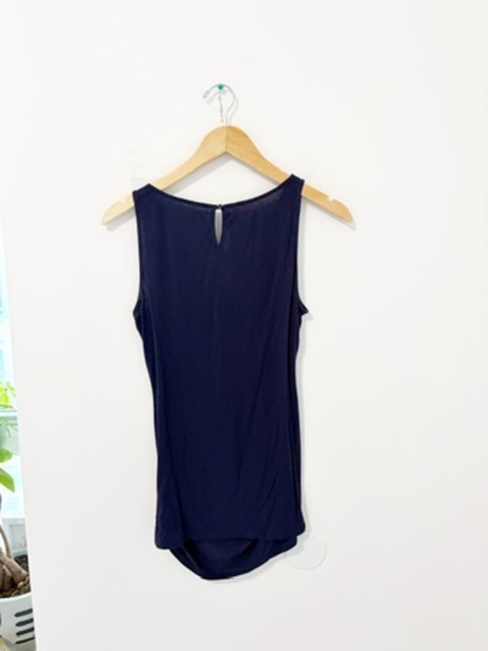 Ann Taylor Loft Dark Blue Cowl Neck Sleeveless Blouse Size XS